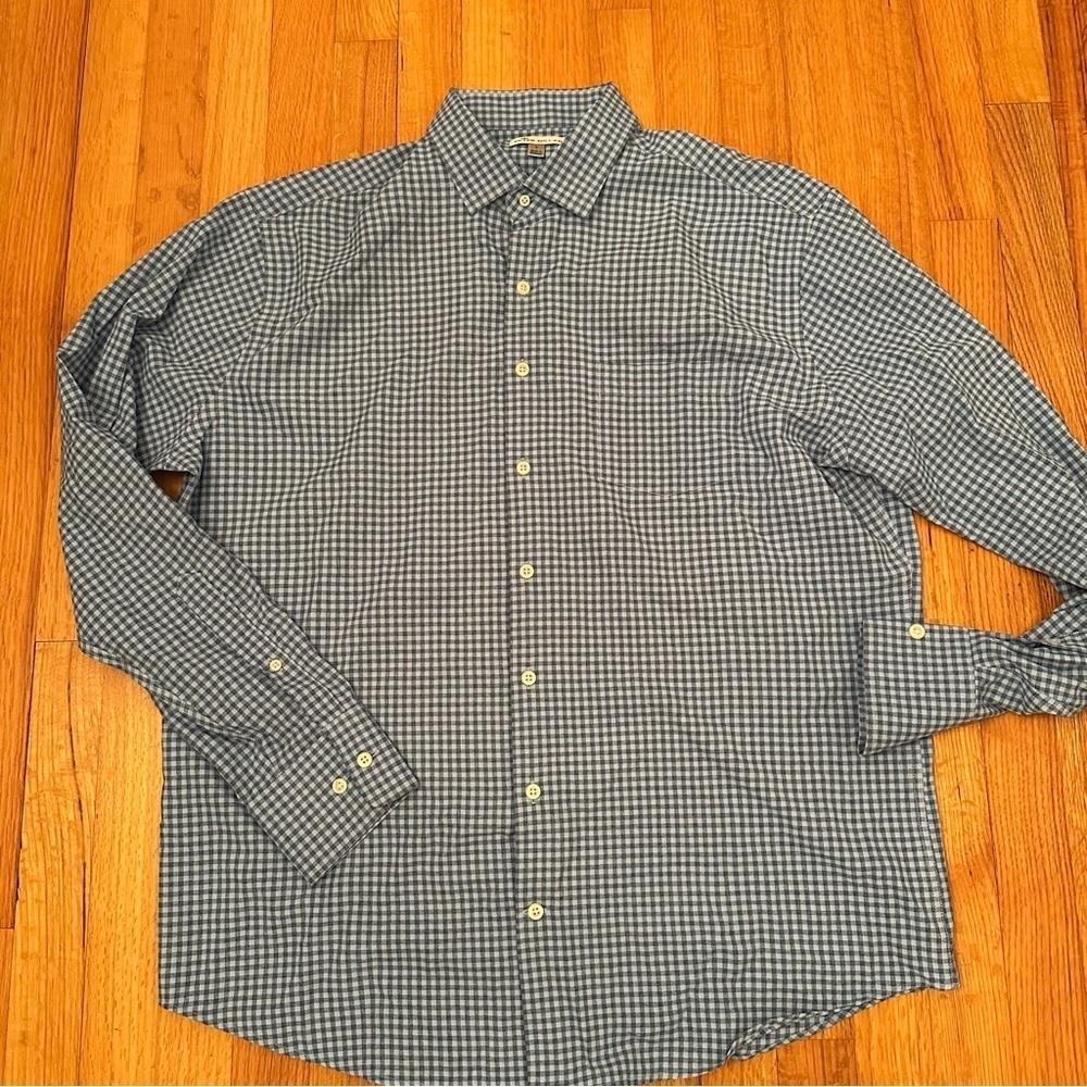 Peter Millar Shirt Mens L Long Sleeve Button Up Plaid  Polyester (c6